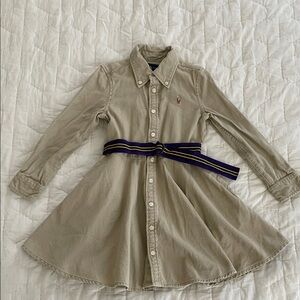 Ralph Lauren Beige Button-Up Toddler Shirt Dress